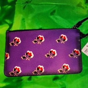 *Brand New* SMALL WRISTLET IN BRAMBLE ROSE PRINT CANVAS (SILVER/PURPLE)